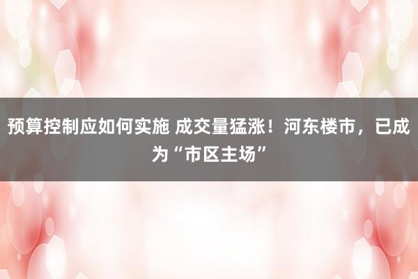 预算控制应如何实施 成交量猛涨！河东楼市，已成为“市区主场”