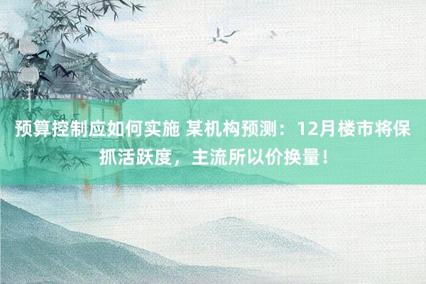 预算控制应如何实施 某机构预测：12月楼市将保抓活跃度，主流所以价换量！