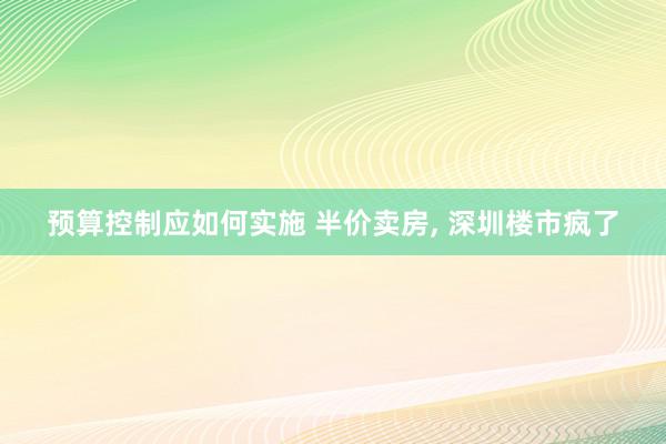 预算控制应如何实施 半价卖房, 深圳楼市疯了