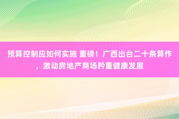 预算控制应如何实施 重磅！广西出台二十条算作，激动房地产商场矜重健康发展