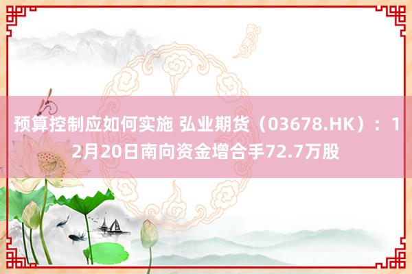 预算控制应如何实施 弘业期货（03678.HK）：12月20日南向资金增合手72.7万股