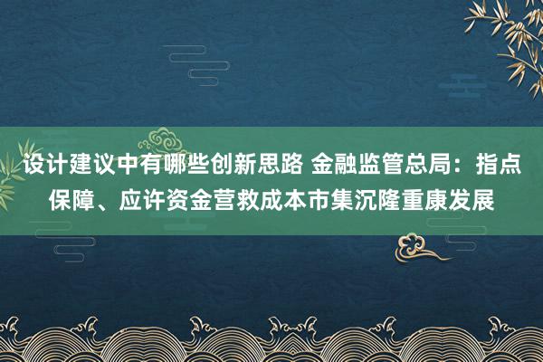 设计建议中有哪些创新思路 金融监管总局：指点保障、应许资金营救成本市集沉隆重康发展