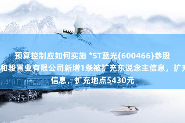 预算控制应如何实施 *ST蓝光(600466)参股的成王人双流和骏置业有限公司新增1条被扩充东说念主信息，扩充地点5430元