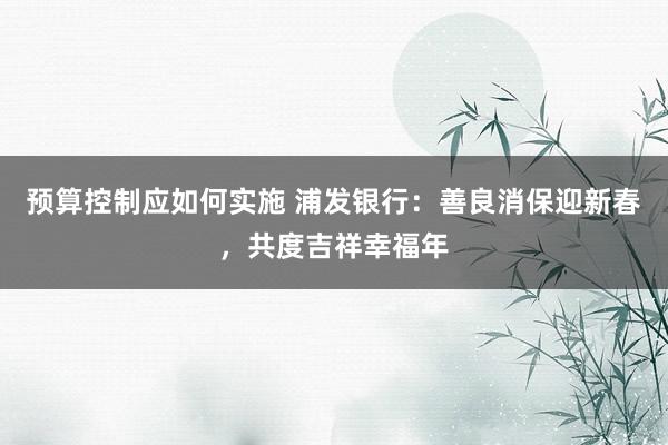 预算控制应如何实施 浦发银行：善良消保迎新春，共度吉祥幸福年