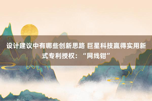 设计建议中有哪些创新思路 巨星科技赢得实用新式专利授权：“网线钳”