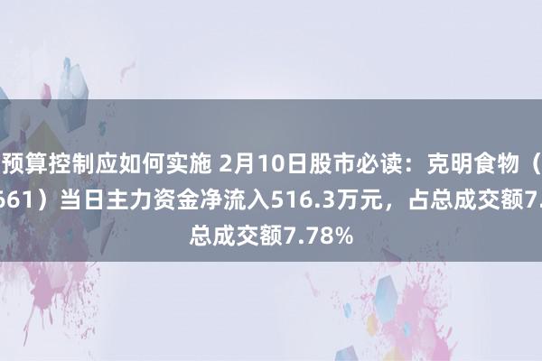 预算控制应如何实施 2月10日股市必读：克明食物（002661）当日主力资金净流入516.3万元，占总成交额7.78%