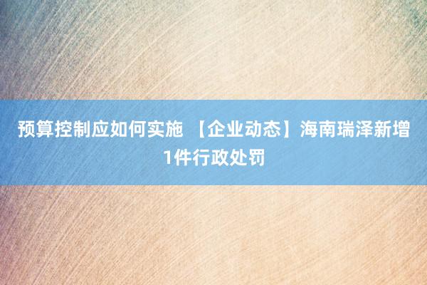 预算控制应如何实施 【企业动态】海南瑞泽新增1件行政处罚