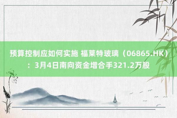 预算控制应如何实施 福莱特玻璃（06865.HK）：3月4日南向资金增合手321.2万股