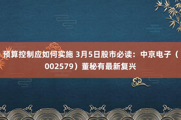 预算控制应如何实施 3月5日股市必读：中京电子（002579）董秘有最新复兴