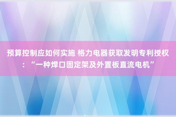 预算控制应如何实施 格力电器获取发明专利授权：“一种焊口固定架及外置板直流电机”